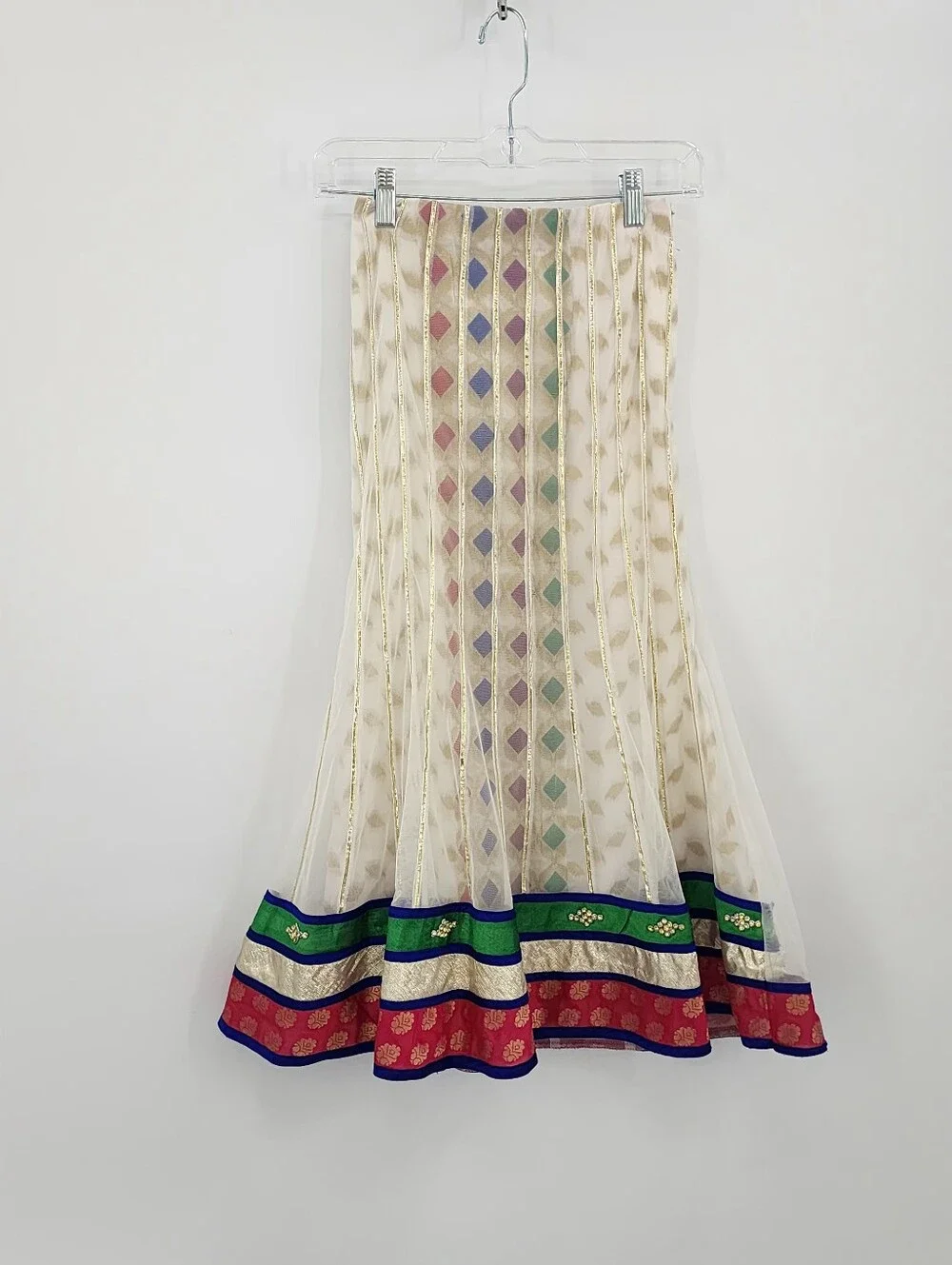 Pink and Ivory Ethnic Anarkali Set with Blue-Green Trim, Size 7 Years